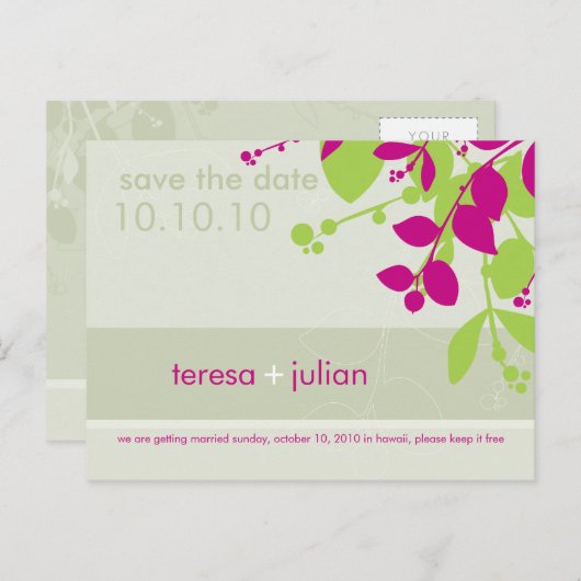 Carte Postale Faire-part ENREGISTRER LA DATE :: natif 4 (Devant / Derrière)