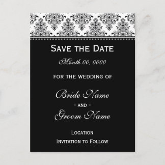 Carte Postale Faire-part Enregistrer la date - noir et blanc