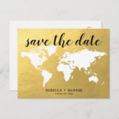 Carte Postale Faire-part enregistrer la date or chic destination mariage (Devant / Derrière)