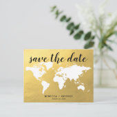 Carte Postale Faire-part enregistrer la date or chic destination mariage (Debout devant)