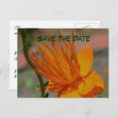 Carte Postale Faire-part Enregistrer La Date Orange Flower Photocard Postca (Devant / Derrière)
