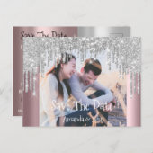 Carte Postale Faire-part Enregistrer la date Parties scintillant photo Fian (Devant / Derrière)