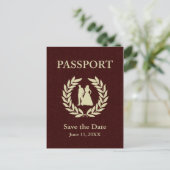 Carte Postale Faire-part enregistrer la date passeport mariage (Debout devant)