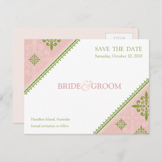 Carte Postale Faire-part ENREGISTRER LA DATE :: pente 10 (Devant / Derrière)