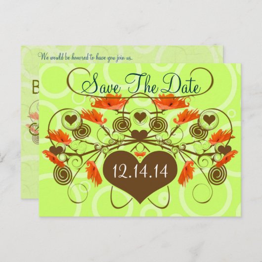 Carte Postale Faire-part Enregistrer la date -Pépites avec une bordure (Devant / Derrière)