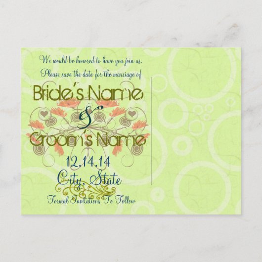 Carte Postale Faire-part Enregistrer la date -Pépites avec une bordure (Dos)