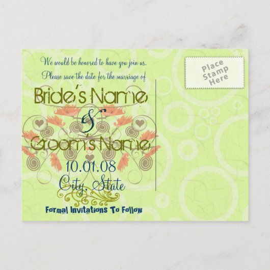 Carte Postale Faire-part Enregistrer la date -Pépites avec une bordure (Dos)