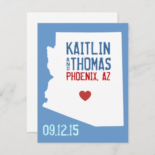 Carte Postale Faire-part Enregistrer la date - Personnalisable - Arizona (Devant / Derrière)