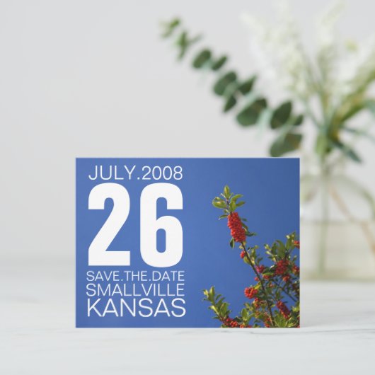 Carte Postale Faire-part Enregistrer la date personnalisable Berry (Debout devant)