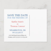 Carte Postale Faire-part Enregistrer la date - Personnalisable - Delaware (Dos)