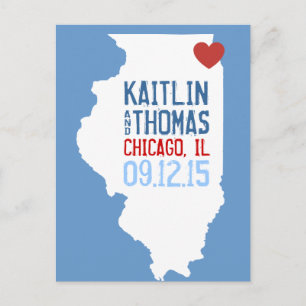 Carte Postale Faire-part Enregistrer la date - Personnalisable - Illinois