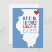 Carte Postale Faire-part Enregistrer la date - Personnalisable - Illinois (Devant / Derrière)