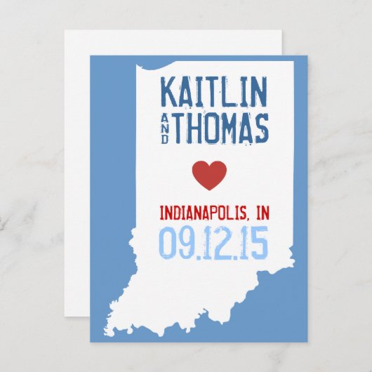 Carte Postale Faire-part Enregistrer la date - Personnalisable - Indiana (Devant / Derrière)
