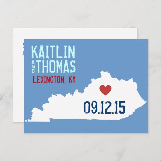 Carte Postale Faire-part Enregistrer la date - Personnalisable - Kentucky (Devant / Derrière)
