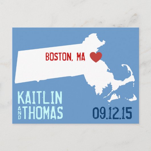 Carte Postale Faire-part Enregistrer la date - Personnalisable - Massachuse (Devant)