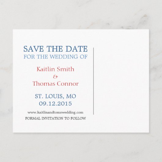 Carte Postale Faire-part Enregistrer la date - Personnalisable - Missouri (Dos)