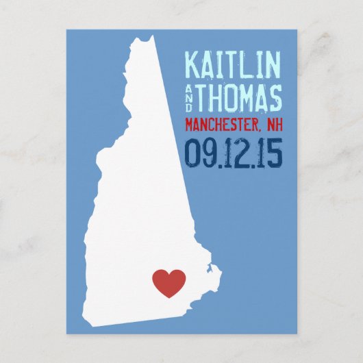 Carte Postale Faire-part Enregistrer la date - Personnalisable - New Hampsh (Devant)
