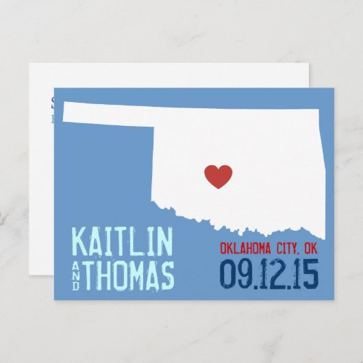 Carte Postale Faire-part Enregistrer la date - Personnalisable - Oklahoma (Devant / Derrière)