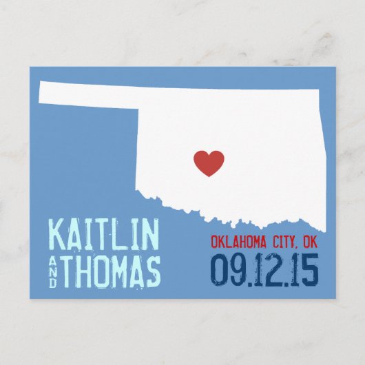 Carte Postale Faire-part Enregistrer la date - Personnalisable - Oklahoma (Devant)