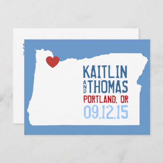Carte Postale Faire-part Enregistrer la date - Personnalisable - Oregon (Devant / Derrière)