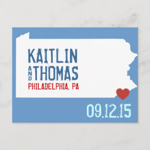 Carte Postale Faire-part Enregistrer la date - Personnalisable - Pennsylvan