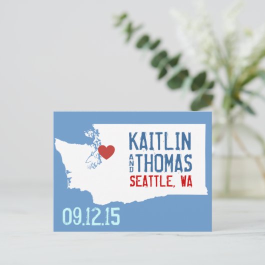 Carte Postale Faire-part Enregistrer la date - Personnalisable - Washington (Debout devant)