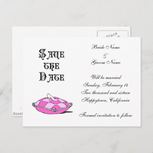 Carte Postale Faire-part Enregistrer la date personnalisée Cendrillon sur r (Devant / Derrière)