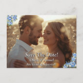 Carte Postale Faire-part Enregistrer la date - Photo avec Blue Peony (Devant)