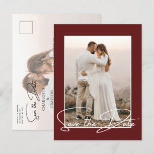 Carte Postale Faire-part Enregistrer La Date Photo Chic Style Mariage Annon