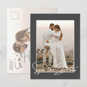 Carte Postale Faire-part Enregistrer La Date Photo Chic Style Mariage Annon