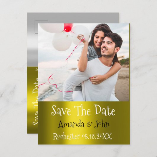 Carte Postale Faire-part Enregistrer la date Photo Doodle Fiançailles Mouta (Devant / Derrière)