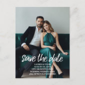 Carte Postale Faire-part Enregistrer la date - Photo et lettres brossées mo (Devant)