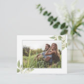 Carte Postale Faire-part Enregistrer la date Photo Mariage Floral Greenery (Debout devant)