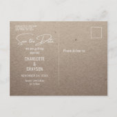 Carte Postale Faire-part Enregistrer La Date Photo Mariage Rustique Élégant (Dos)
