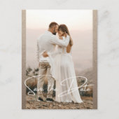 Carte Postale Faire-part Enregistrer La Date Photo Mariage Rustique Élégant (Devant)