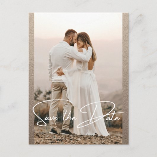Carte Postale Faire-part Enregistrer La Date Photo Mariage Rustique Élégant (Devant)