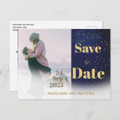 Carte Postale Faire-part Enregistrer La Date Photo Mariage Soirée Moderne (Devant / Derrière)