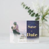 Carte Postale Faire-part Enregistrer La Date Photo Mariage Soirée Moderne (Debout devant)