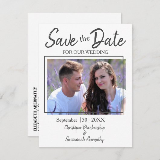 Carte Postale Faire-part Enregistrer La Date Photo Personnalisée Mariage Si (Devant / Derrière)