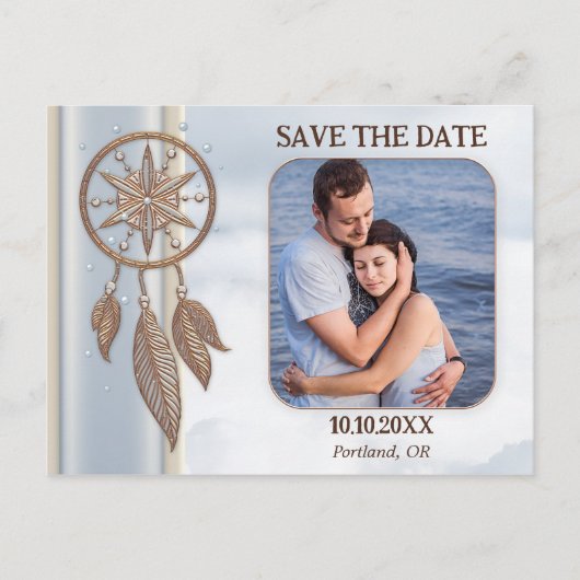 Carte Postale Faire-part Enregistrer la date Photo QR Code Dreamcatcher Car (Devant)