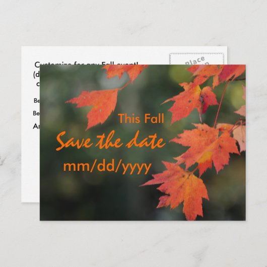 Carte Postale Faire-part Enregistrer la date pour cet automne (Devant / Derrière)
