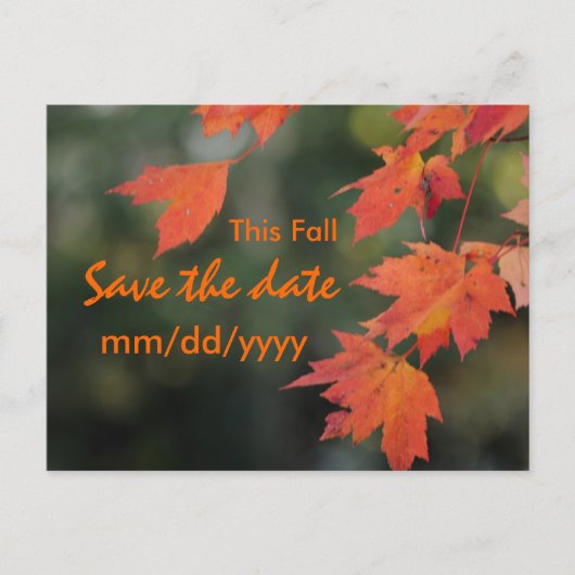 Carte Postale Faire-part Enregistrer la date pour cet automne (Devant)
