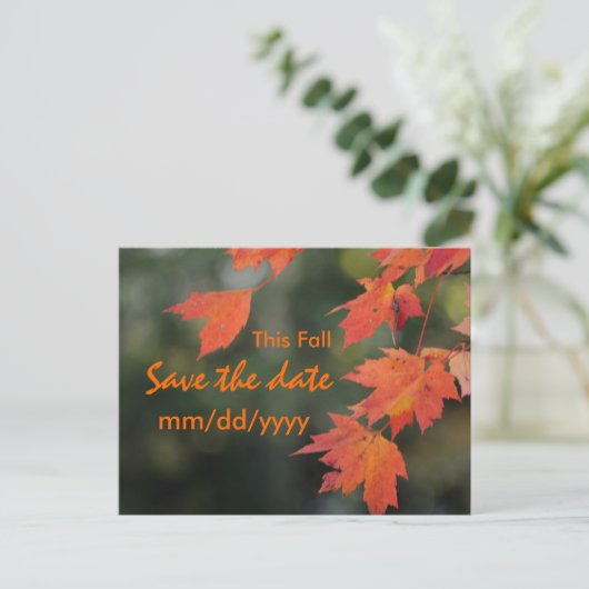 Carte Postale Faire-part Enregistrer la date pour cet automne (Debout devant)