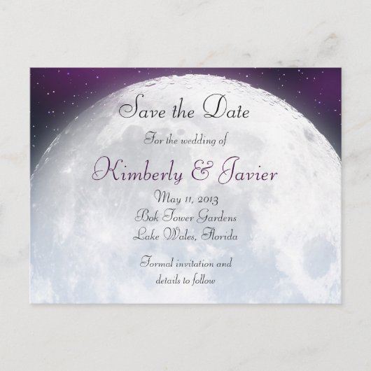Carte Postale Faire-part Enregistrer la date pour le Mariage à thème Espace (Devant)