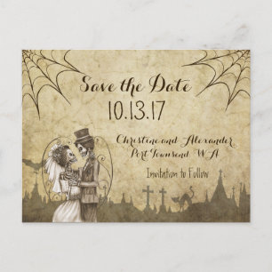 Carte Postale Faire-part Enregistrer la date pour le Mariage d'Halloween av