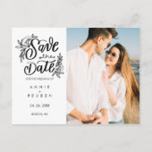 Carte Postale Faire-part Enregistrer la date Pretty Hand Script Photo moder (Devant)