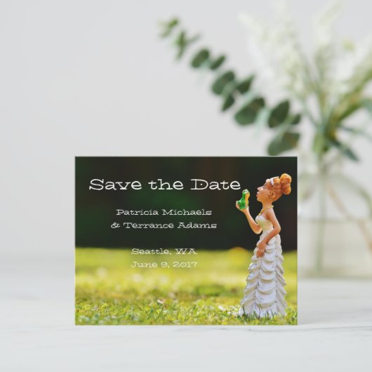 Carte Postale Faire-part Enregistrer la date Princesse Frog (Debout devant)