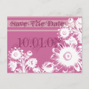 Carte Postale Faire-part Enregistrer La Date Purple Framboise Fuchsia Flora