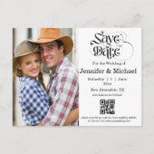 Carte Postale Faire-part enregistrer la date qr code photo simple mariage (Devant)