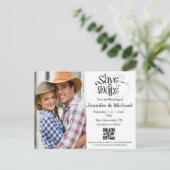 Carte Postale Faire-part enregistrer la date qr code photo simple mariage (Debout devant)